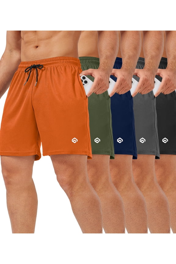 5 Pack Gym Shorts Men 5 Inch Quick Dry Mesh Shorts Men Lightweight Training Athletic Running Shorts with Pockets