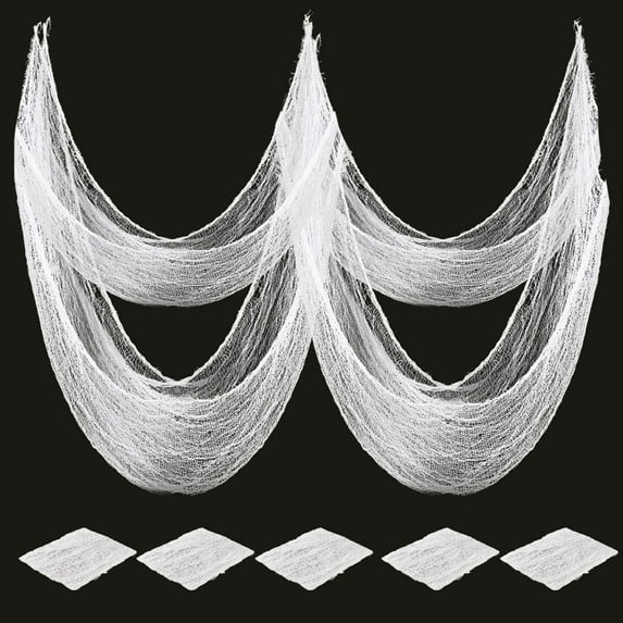 5 Pack Halloween Decorations, Kabnic Halloween Gauze - Creepy Cloth for Indoor & Outdoor Halloween Decor, Haunted Houses, Gardens, Front Doors & Spider Web Decorations, 30"W x 72"L