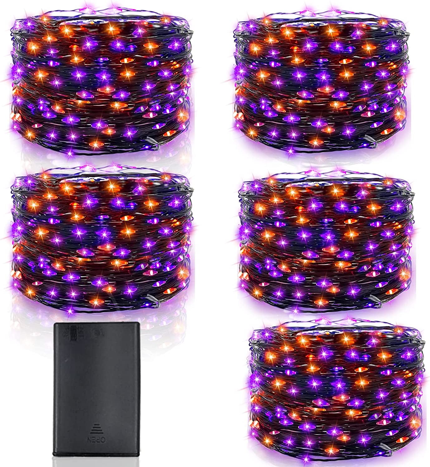 5 Pack Halloween String Lights Decor, Timer, Total 150 LED 50 Ft
