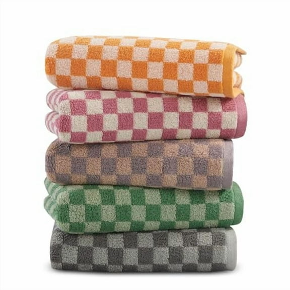 5 Pack Hand Towels for Bathroom, Checkered Cotton Towels, Soft Absorbent, 13 x 29 Inches for Kitchen, Spa, and Gym, Send Goods from Local Warehouse
