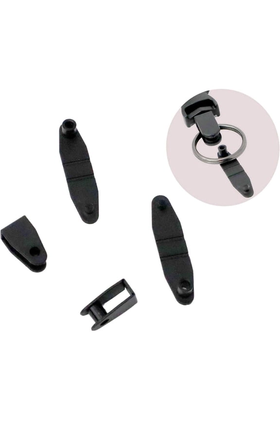 5 Pack - Hang Rites Plastic Badge Strap Clip / PVC ID Holder to Keychain Connector - Small Adapter Connects I'd to Key Ring Lanyard or Attach Keys to Office Access Card by Specialist ID (Black)