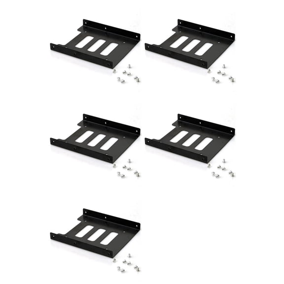 5-Pack Hard Drive Bracket 2.5 to 3.5 Inch for SSD HDD Iron Black Multi-Function