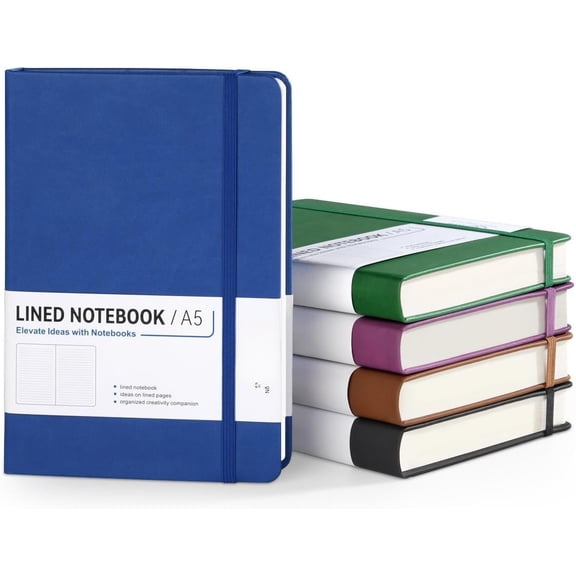 5 Pack Hardcover Journal Notebooks for Work 320 Pages A5 Thick Journals Bulk 5.8 x 8.4 Inch 100 GSM Paper College Ruled Notebooks for Writing, Journaling, Note Taking