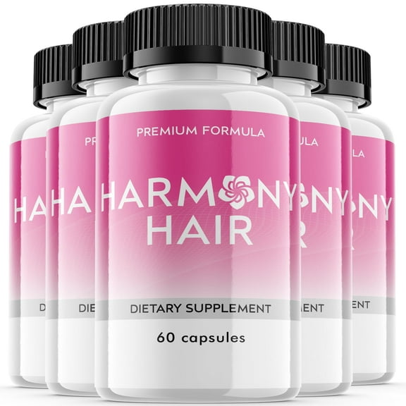 (5 Pack) Harmony Hair - Dietary Supplement for Hair Support - Revive and Nourish Hair Growth Advanced Formula - Boost Shine & Thickness - 300 Capsules