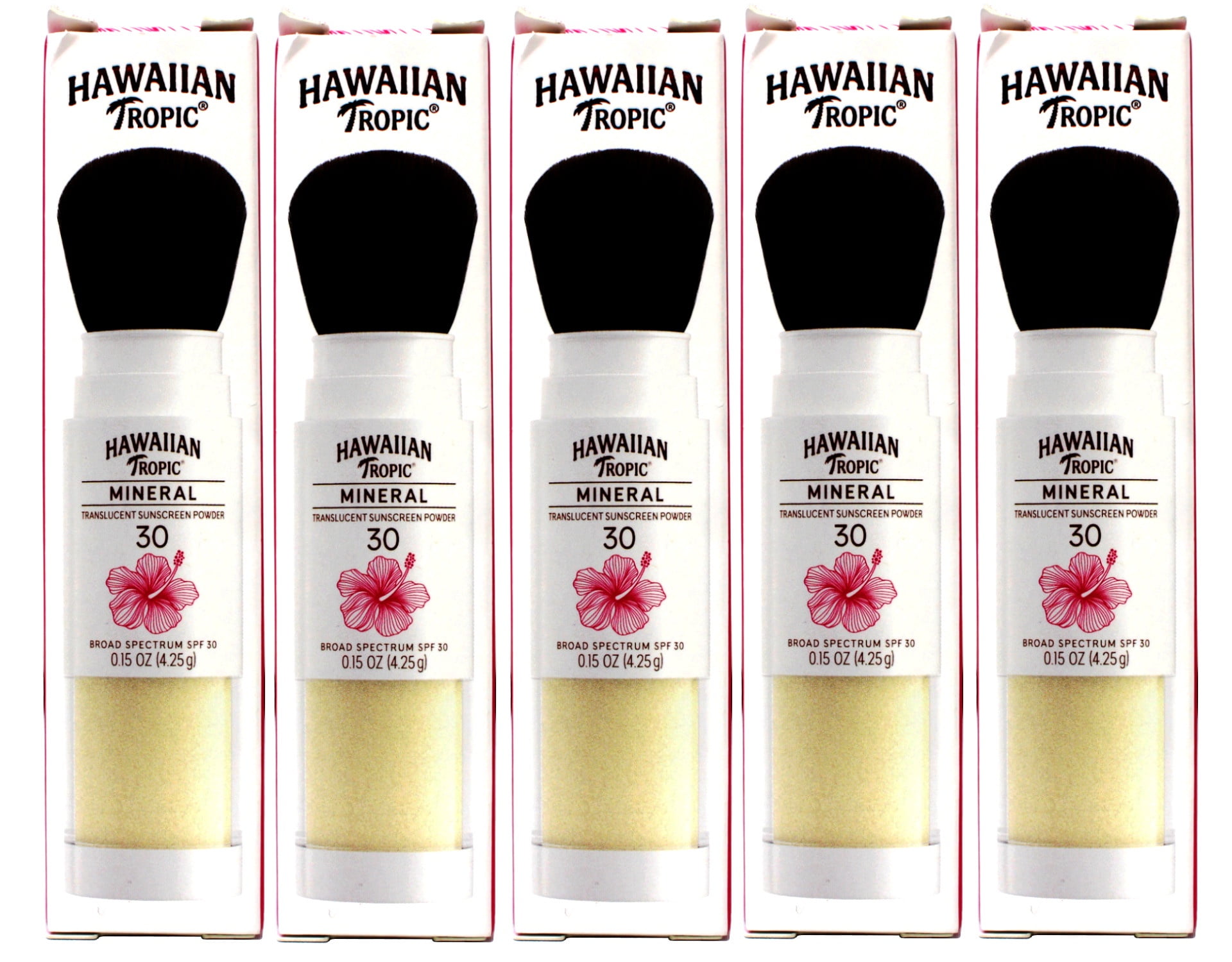 5 Pack - Hawaiian Tropic Mineral Skin Nourishing Sunscreen Powder Brush - SPF 30 - 0.15oz