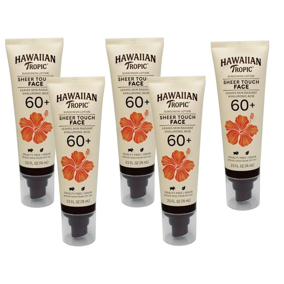 5 Pack - Hawaiian Tropic Sheer Touch Face Sunscreen Lotion SPF 60, 2.5 FL OZ