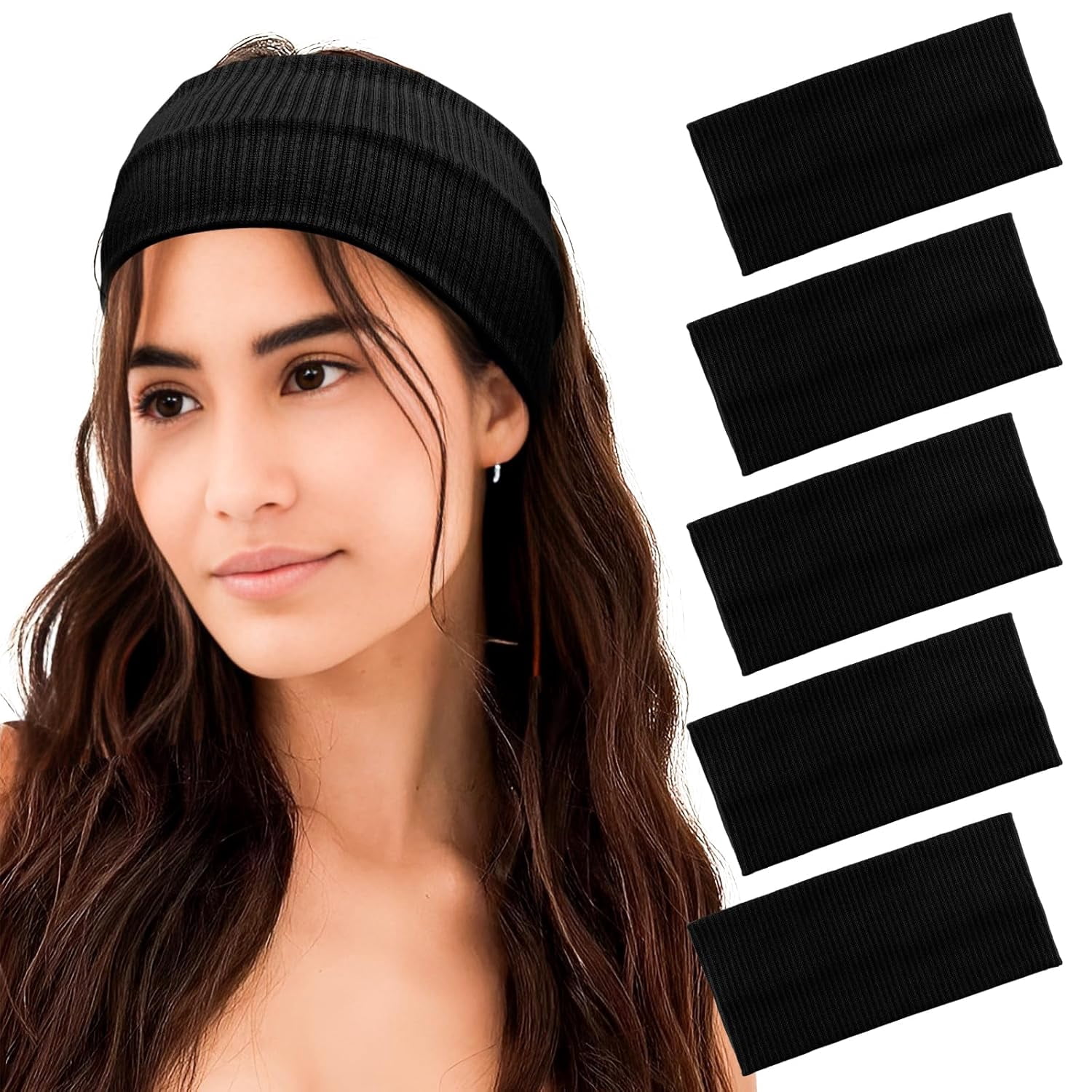 5 Pack Headbands for Women Non Slip Wide Fashion Head Bands 