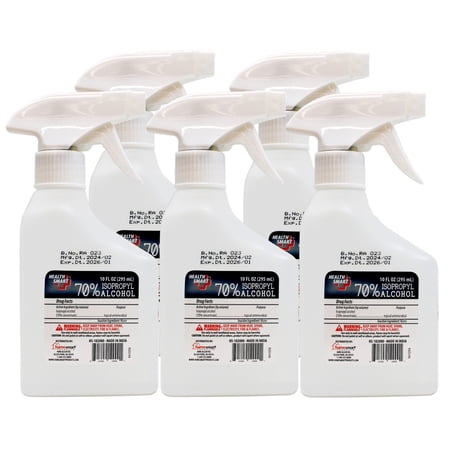 5 Pack - Health Smart 70% Isopropyl Alchohol Multipurpose Spray 10 Ounce