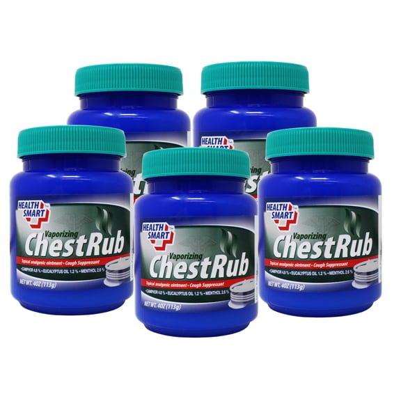 5 Pack - Health Smart Vaporizing Chest Rub, Soothing Relief for Cough & Congestion, 4 Ounce