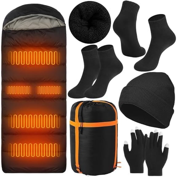 5 Pack Heated Sleeping Bag with Winter Beanies Gloves Thick Socks for Cold Weather Hiking Camping$$Sport & Recreation Other