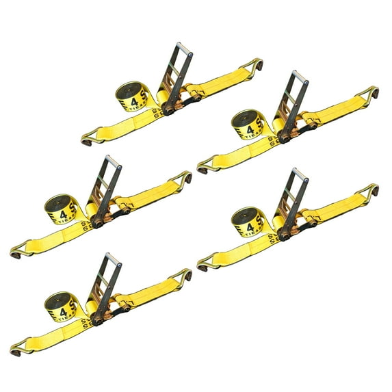 5 Pack Heavy Duty 4" x 30' Ratchet Strap w/J Hook for Farm Truck Trailer Flatbed