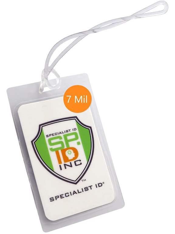 5 Pack - Heavy Duty 7 Mil Laminating Luggage Tag Pouches - Clear 2 ½ X 4 ¼ Inch Sheets - Hot Thermal Laminate Pouch Bag Tags Kit w/ Slot Hole & 6" Loops for I'd Card, Photo Badge by Specialist ID