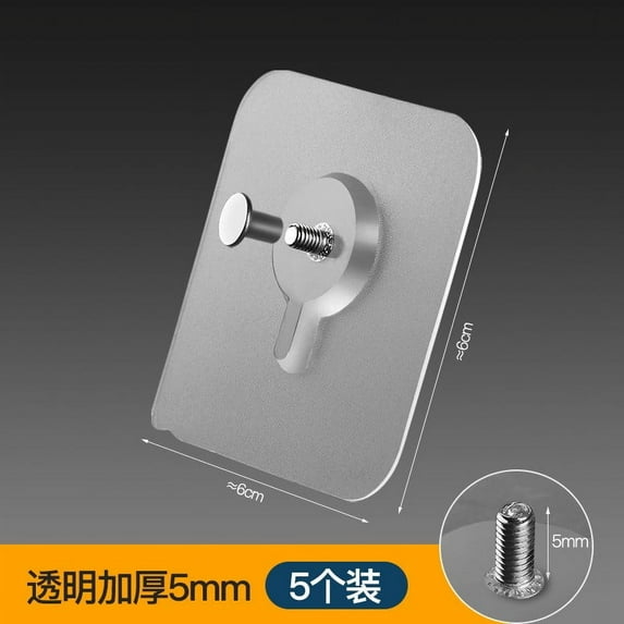 5 Pack Heavy Duty Adhesive Hooks, Self-Adhesive Traceless Wall Hooks for Hanging, Clear, Durable Hooks for Home, Office, Kitchen, Bathroom, and Closet Organization