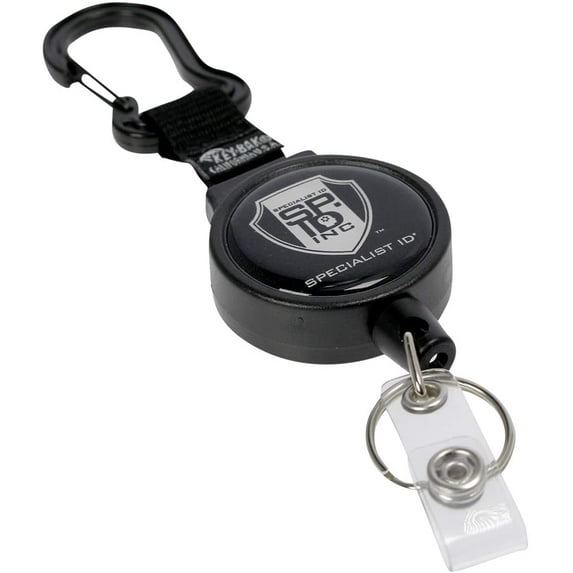 5 Pack - Heavy Duty Badge Reel with Badge Holder & Key Ring - Carabiner Retractable Keychain with Belt Loop Clip by Specialist ID & Key-Bak USA