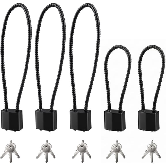 5Pack HeavyDuty Cable Locks with Keys 15" & 7.87" Wire Locks for Bikes, Doors & Cabinets