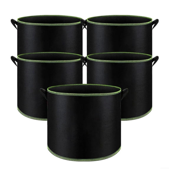 5 Pack Heavy Duty Grow Bags 5 Gallon - Thickened Aeration Fabric Pots with Handles, Reusable Nonwoven Garden Containers for Vegetables, Fruits, Herbs and Indoor Outdoor Gardening