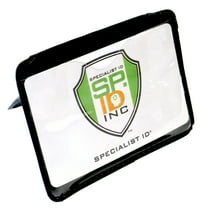 5 Pack - Heavy Duty Magnetic Badge Holder Horizontal - Fold Over Belt, Shirt Pocket or Scrubs - Black Matte Vinyl Secure Magnet Closure - Single Pocket No Swing Name Tag Card Holder by Specialist ID