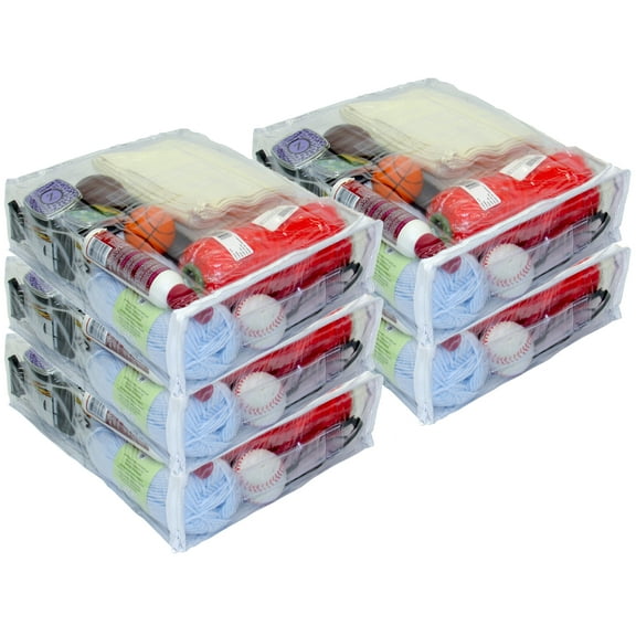 5-Pack Heavy Duty Vinyl Zippered (Clear) Storage Bags 12" x 15" x 4" for Sweaters, Blankets, Throws, Pillows and Quilts, 3.1 Gallon