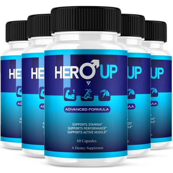 (5 Pack) Hero Up Advanced Performance Pills, HeroUp Maximum Strength Energy and Daily Wellness Support (300 Capsules)