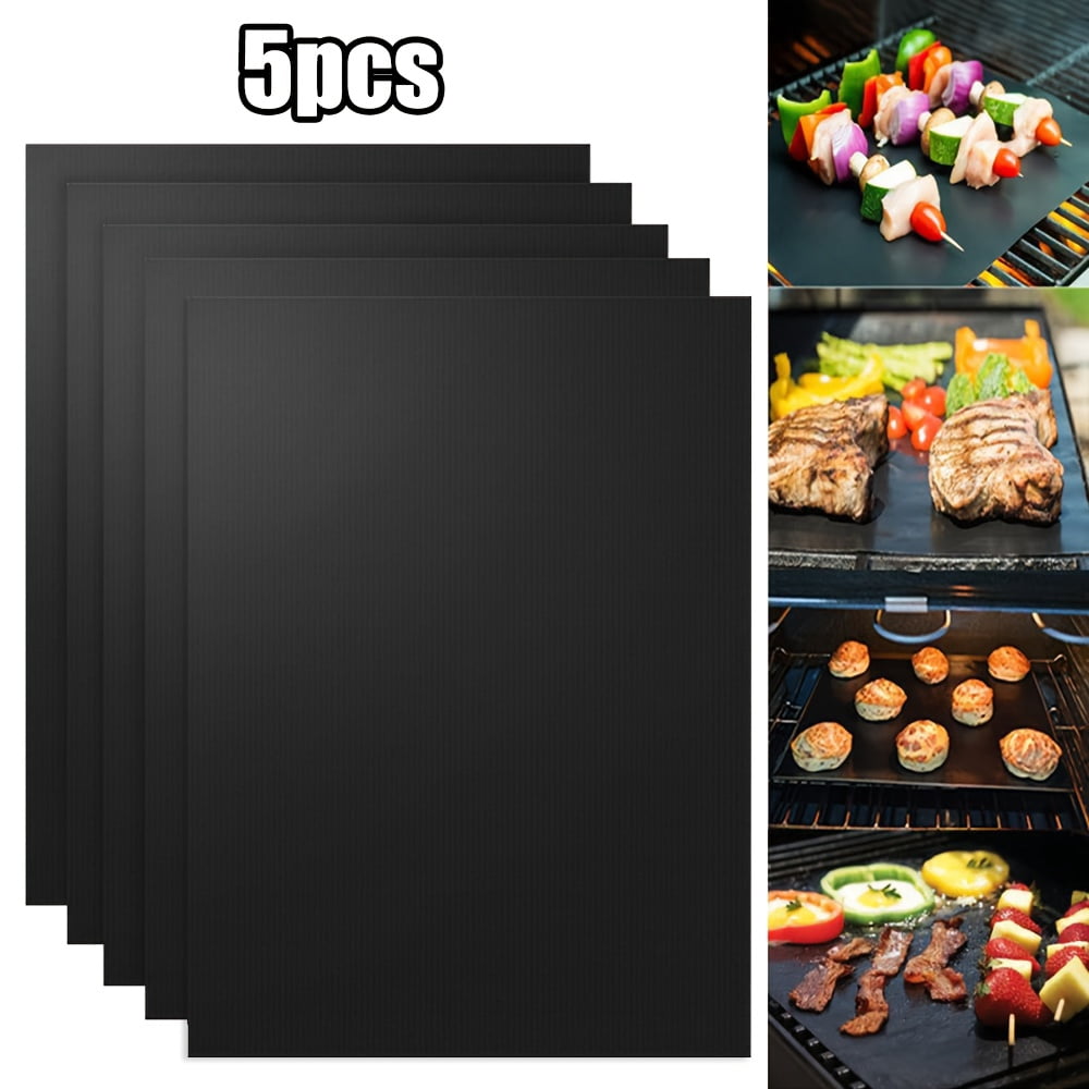 5-Pack High Heat Resistant Non-Stick Grill Mats for Oven, Microwave, Outdoor Picnic, and BBQ