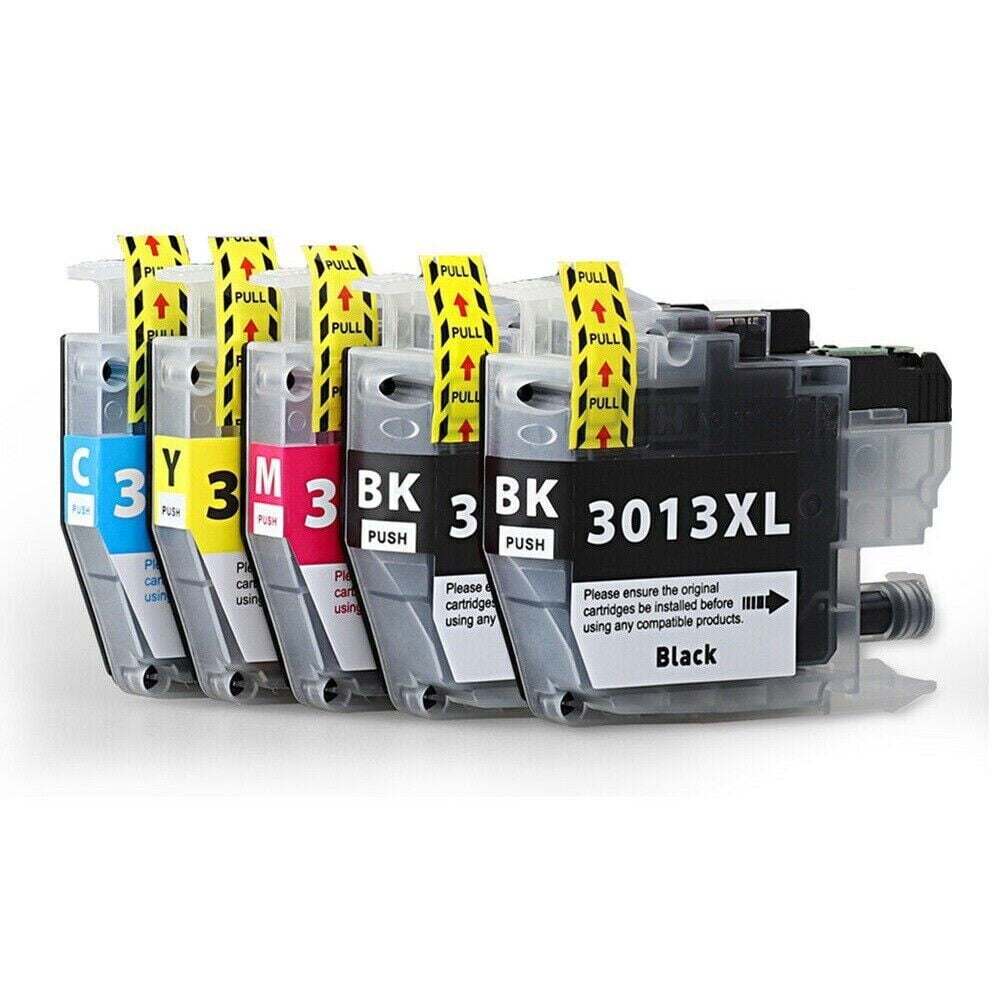 5 Pack High-Yield 2BK&CMY Ink Cartridge (with Chip) for Brother LC3013 ...