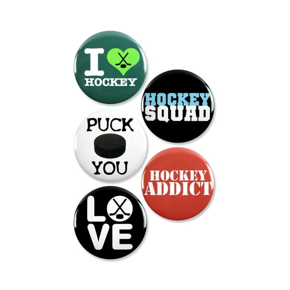 5 Pack - Hockey Fanatic Pinback Buttons - 2.25 Inch