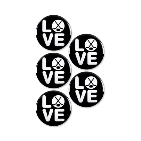 5 Pack - Hockey Love Team Pinback Buttons - 2.25 Inch
