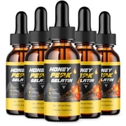 5 Pack Honey Peak Gelatin Wellness Drops, HoneyPeak Gelatin Support 10oz