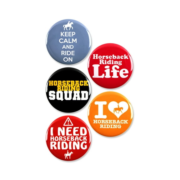 5 Pack - Horseback Riding Obsessed Equestrian Sports Pinback Buttons 2.25 Inch