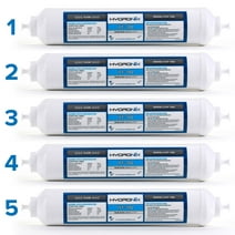 5 Pack - Hydronix ICF-10Q Inline Reverse Osmosis Post, Fridge & Ice Coconut GAC Water Filter 2000 Gal, 1/4" QC Ports