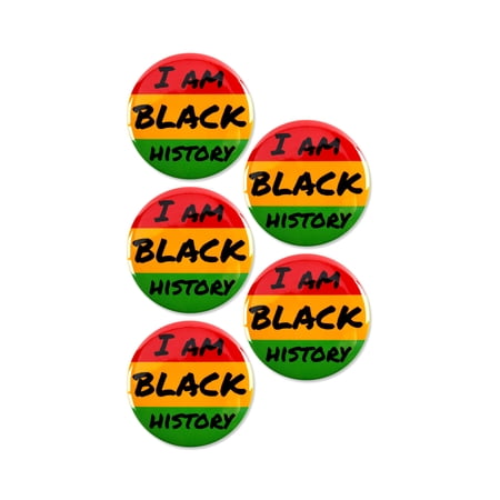 5 Pack - I Am Black History Pinback Button Badges - 2.25 Inch Round