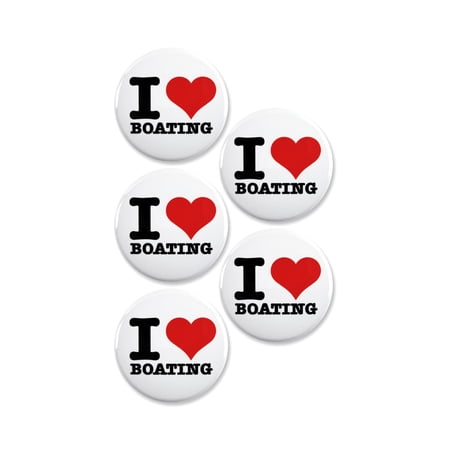 5 Pack - I "Heart" Love Boating Pinback Buttons - 2.25 Inch