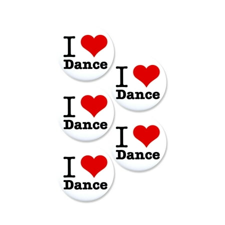 5 Pack - I "Heart" Love Dance Pinback Button Badges - 2.25 Inch