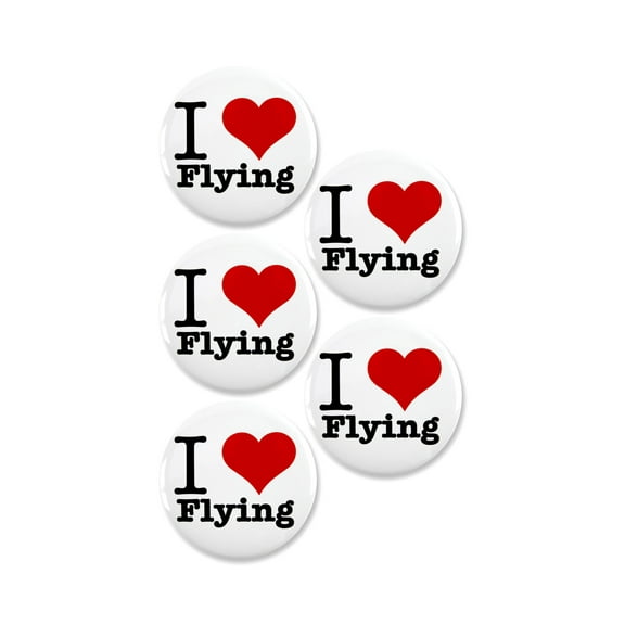 5 Pack - I "Heart" Love Flying Pinback Buttons - 2.25 Inch