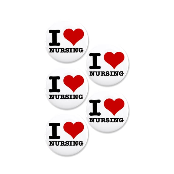 5 Pack - I Love "Heart" Nursing Pinback Button Badges - 2.25 Inch