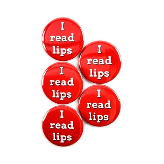 5 Pack - I Read Lips - Hearing Impairment Disability ID Aid Pinback Button Badges â 2.25 Inch Round