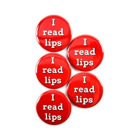 5 Pack - I Read Lips - Hearing Impairment Disability ID Aid Pinback Button Badges 2.25 Inch Round