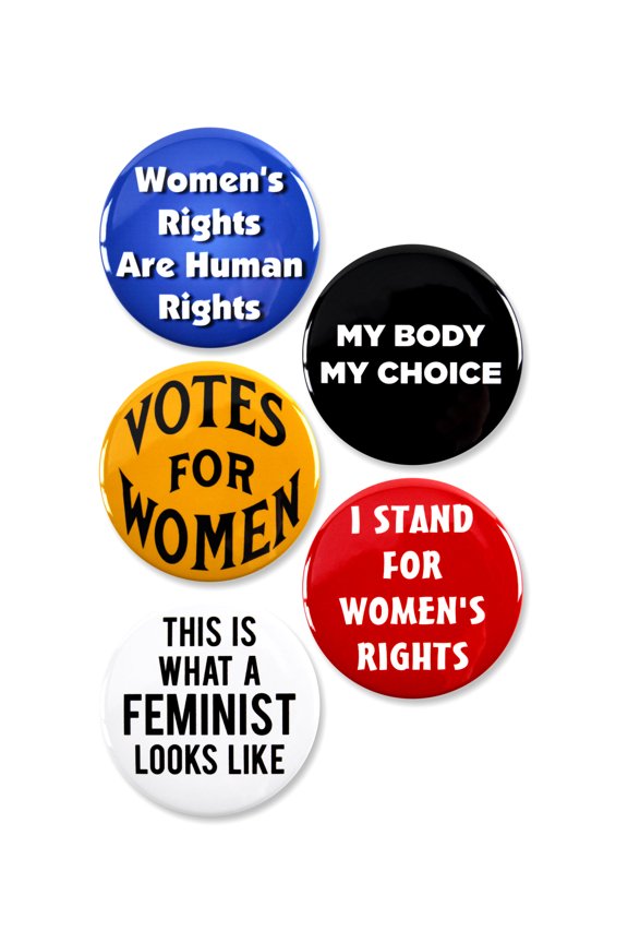 5 Pack - I Stand For Womens Rights Multipack Pinback Buttons - 2.25 Inch