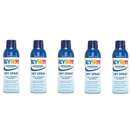 5 Pack - ICY HOT Medicated Pain Relief Spray Maximum Strength 4Oz Each