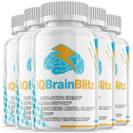 (5 Pack) IQ Brain Blitz - Nootropic Memory Booster Dietary Supplement for Focus, Memory, Clarity, & Energy - Advanced Cognitive Formula for Maximum Strength - 300 Capsules