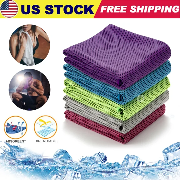 5 Pack Ice Cold Instant Cooling Towel Running Jogging Gym Chilly Pad Sports Yoga