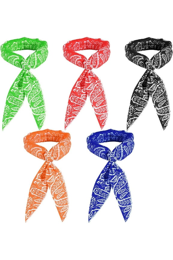 5 Pack Ice Cooling Wrap Scarf Cooling Bandana for Neck, Cooling Scarves for Men and Women Outdoor Activities