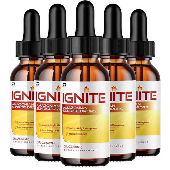 (5 Pack) Ignite Amazonian Sunrise Drops - Ignite Sunrise Drops Liquid Supplement, Ignite Drops Advanced Daily Health Support Supplement, Ignite Drops Reviews (5 Month Supply)