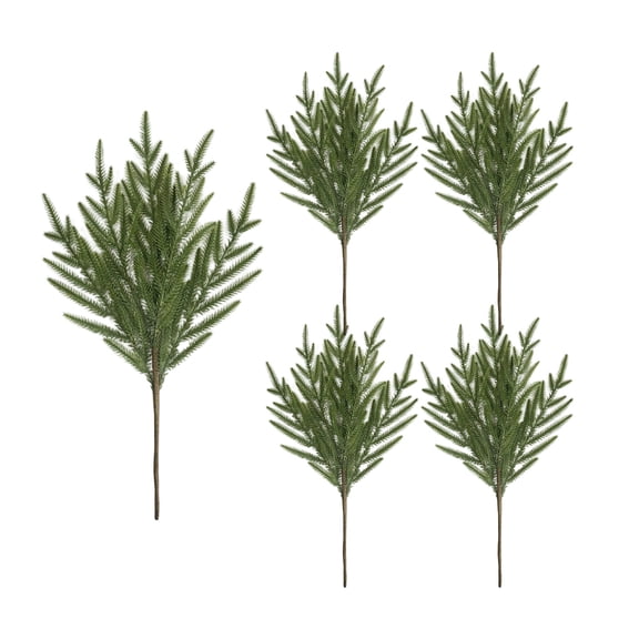 5-Pack Illuminated Norfolk Pine Needle Branches, Realistic Soft-Touch Artificial Branches With Led Lights, Perfect For Diy Wreaths, Vase Decor & Festive Christmas Displays