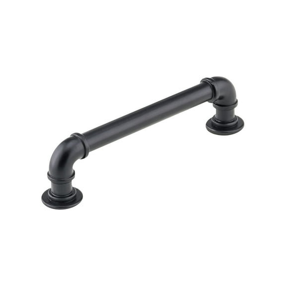 5-Pack Industrial Pipe Style 5-1/32" (128mm) Center To Center, Overall Length 6" Matte Black Cabinet Hardware Pull / Handle
