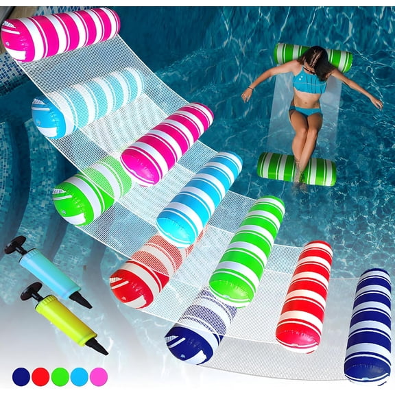 5 Pack Inflatable Pool Floats Adult Size Water Hammock,Hammock Floats for Adults,4-in-1 Multi-Purpose Pool Floating Toys,Pool Rafts Lounge Chairs Floaties,for Adults Vacation Fun and Rest