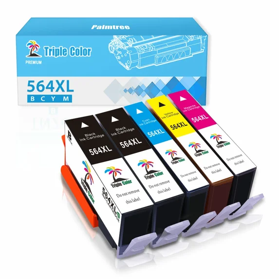 5 Pack Ink Cartridge Black Color For 564XL 564 XL Officejet 4620 4622 Printer