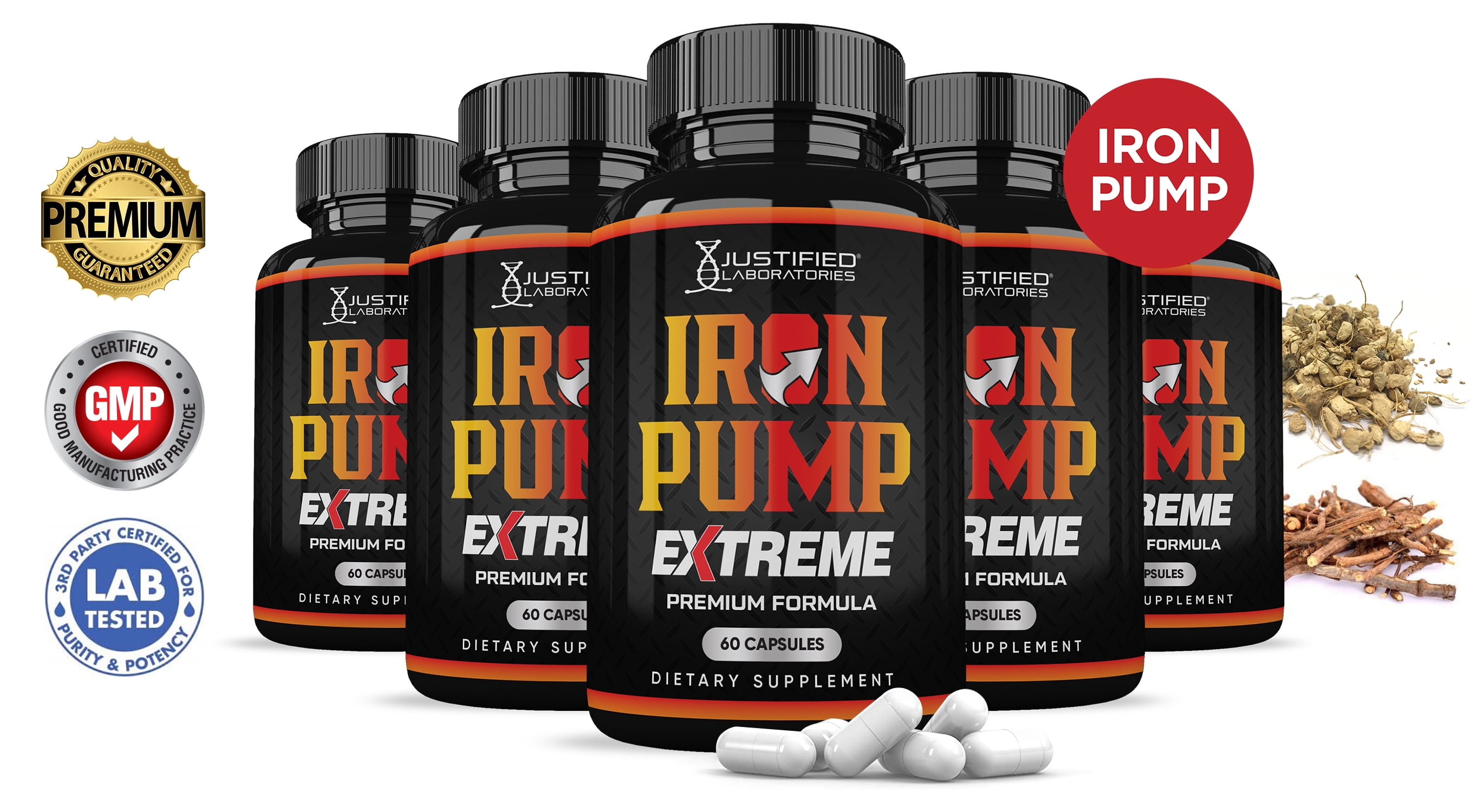 (5 Pack) Iron Pump Extreme 1600MG Advanced Men's Health Formula 300 Capsules