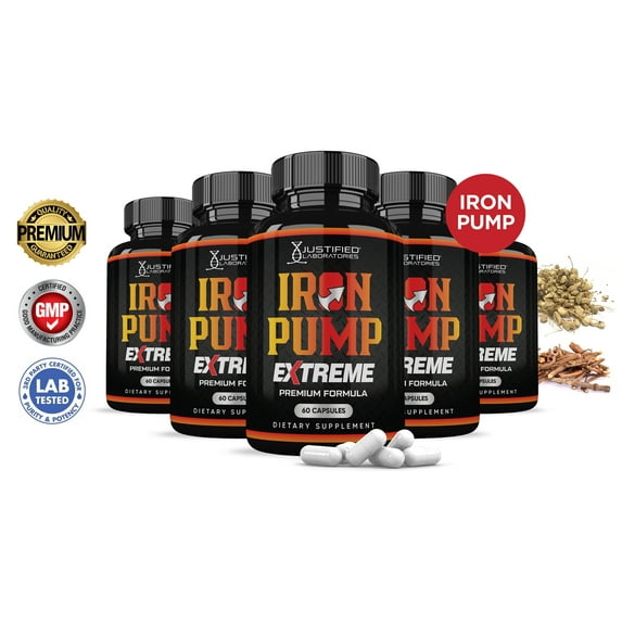 (5 Pack) Iron Pump Extreme 1600MG Advanced Men's Health Formula 300 Capsules