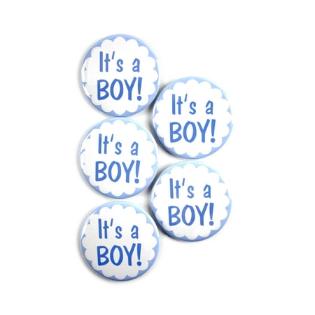 5 Pack - It's a Boy! Newborn Baby Parent Celebration Pinback Button Badges - 2.25 Inch